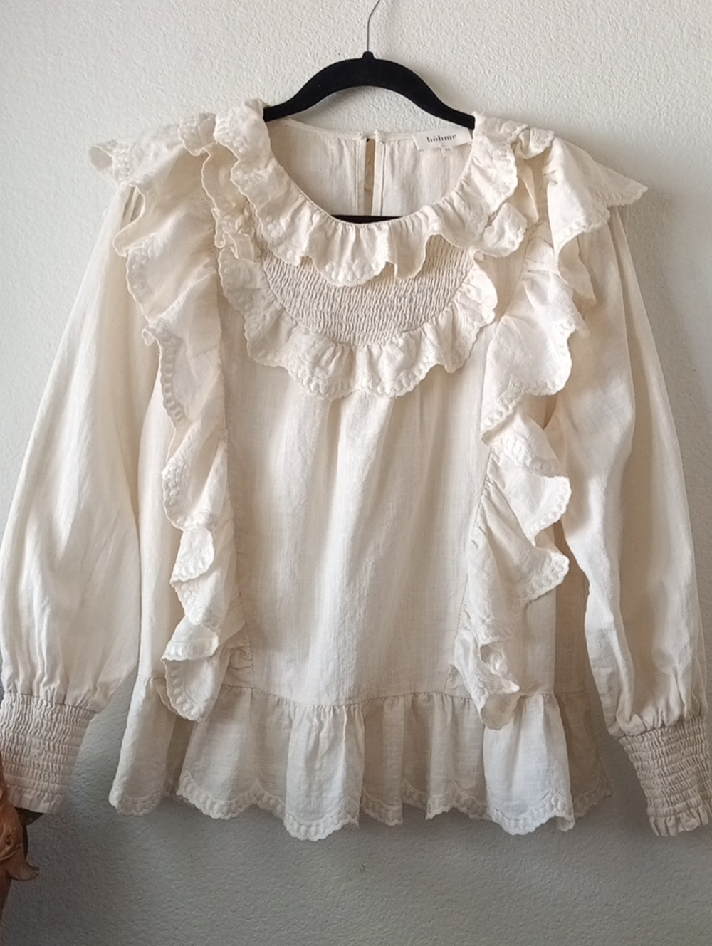 böhme Cream Ruffle-Trim Cotton Blouse